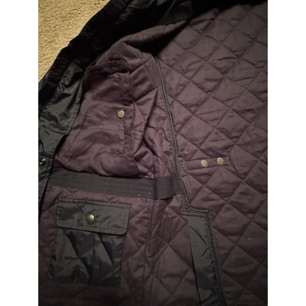 Polo Ralph Lauren Quilted Field Jacket Navy Mens M Leather Trim 44” Chest - Picture 11 of 13